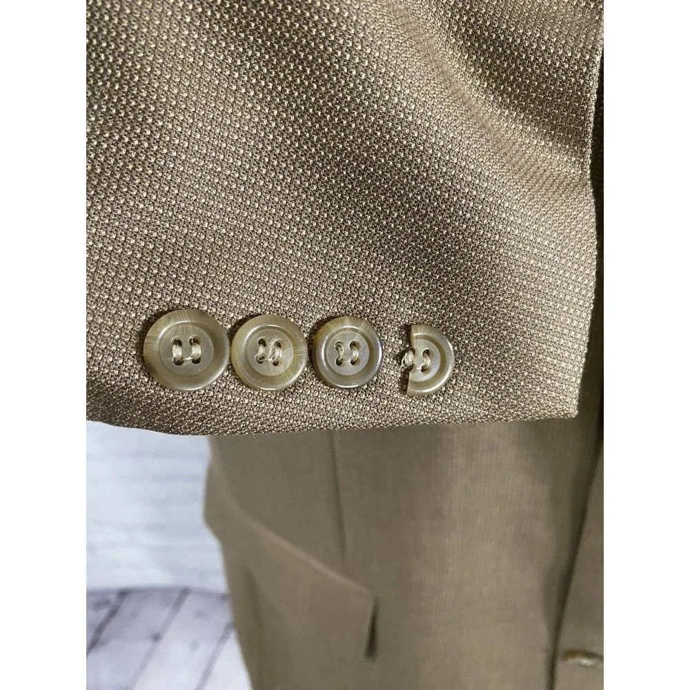 Andrew Fezza 3 Button Golden Brown Silk Super 100s Wool Jacket Blazer 42L READ
